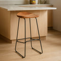 Orsina Nandri Bar Stool – Acacia Wood and Black Metal Frame