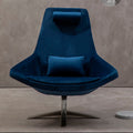 Orsina Kalo Navy Velvet Swivel Lounge Chair | Modern Silver Star Base