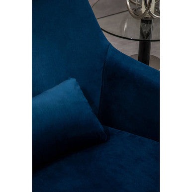 Orsina Kalo Navy Velvet Swivel Lounge Chair | Modern Silver Star Base