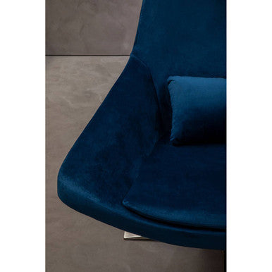 Orsina Kalo Navy Velvet Swivel Lounge Chair | Modern Silver Star Base