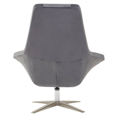 Orsina Kalo Grey Velvet Swivel Lounge Chair | Modern Padded Armchair