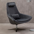 Orsina Kalo Grey Velvet Swivel Lounge Chair | Modern Padded Armchair