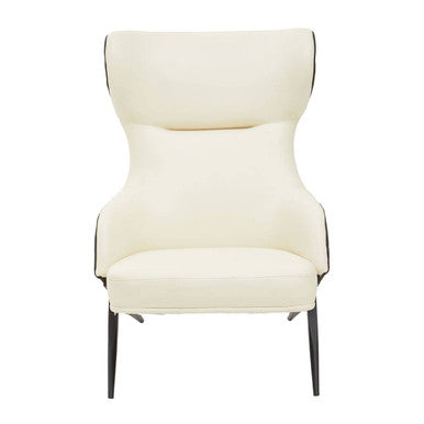 Orsina Kiev Ivory Faux Leather Wingback Armchair with Metal Legs