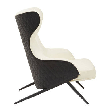 Orsina Kiev Ivory Faux Leather Wingback Armchair with Metal Legs