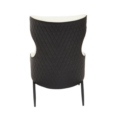 Orsina Kiev Ivory Faux Leather Wingback Armchair with Metal Legs