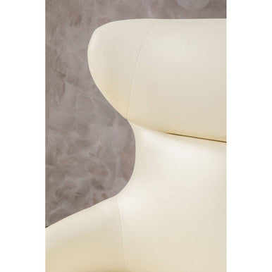 Orsina Kiev Ivory Faux Leather Wingback Armchair with Metal Legs