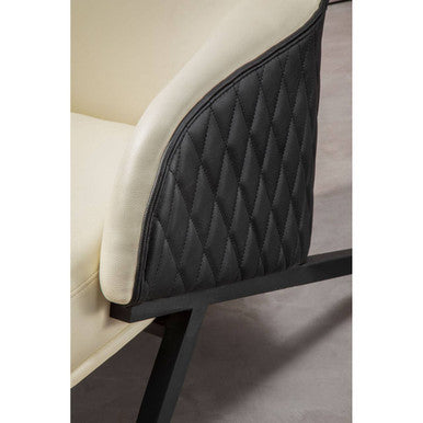 Orsina Kiev Ivory Faux Leather Wingback Armchair with Metal Legs