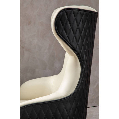 Orsina Kiev Ivory Faux Leather Wingback Armchair with Metal Legs
