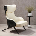Orsina Kiev Ivory Faux Leather Wingback Armchair with Metal Legs