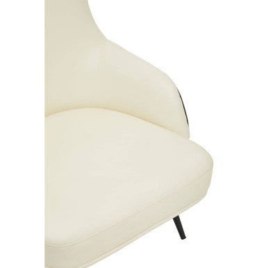 Orsina Kiev Ivory Faux Leather Wingback Armchair with Metal Legs