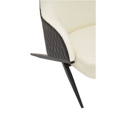 Orsina Kiev Ivory Faux Leather Wingback Armchair with Metal Legs