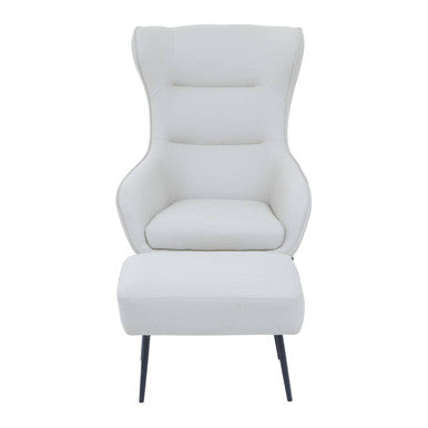 Orsina Kaiko Stone Faux Leather Wingback Armchair and Footstool Set