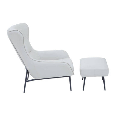 Orsina Kaiko Stone Faux Leather Wingback Armchair and Footstool Set