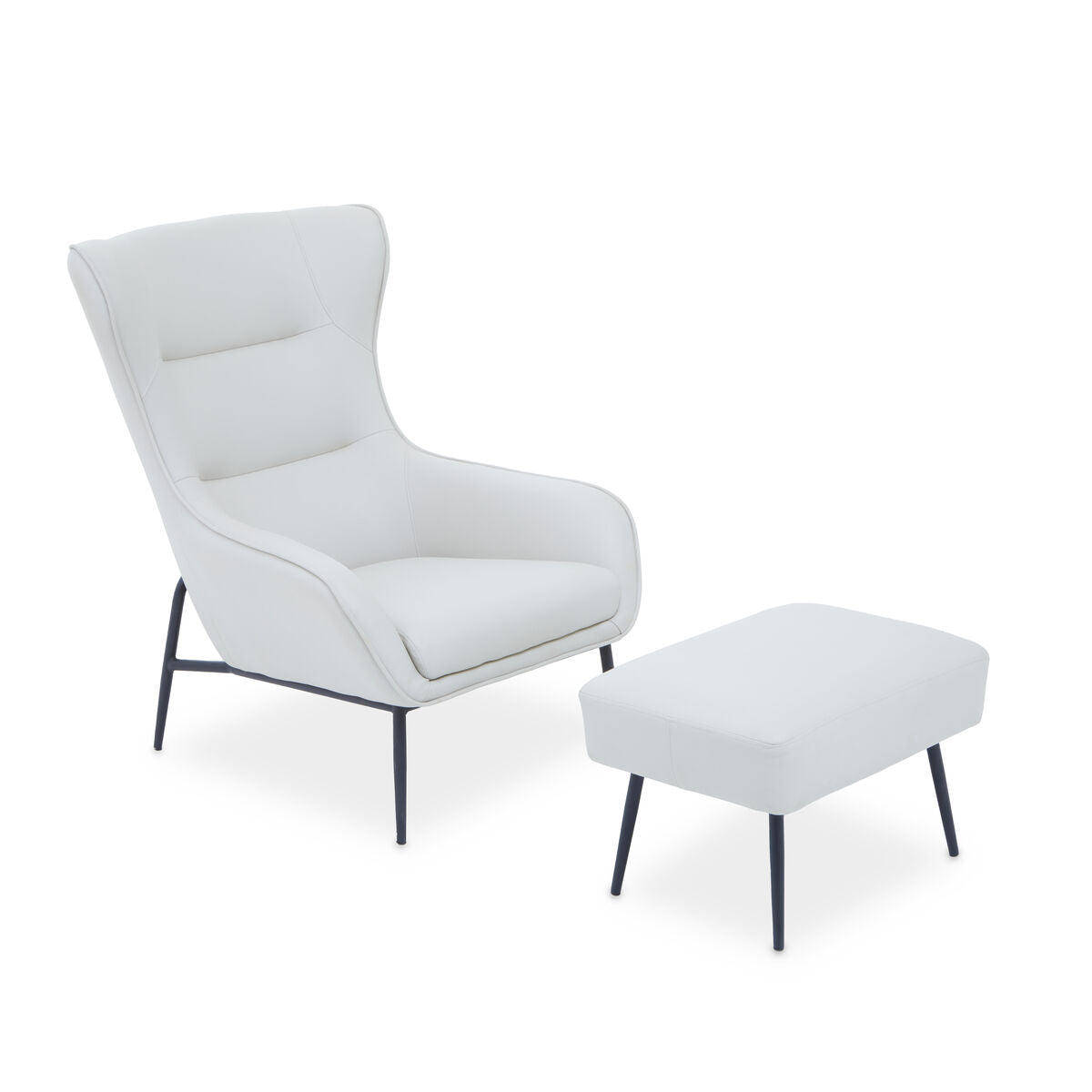 Orsina Kaiko Stone Faux Leather Wingback Armchair and Footstool Set