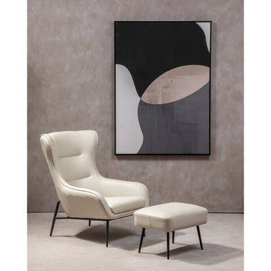 Orsina Kaiko Stone Faux Leather Wingback Armchair and Footstool Set