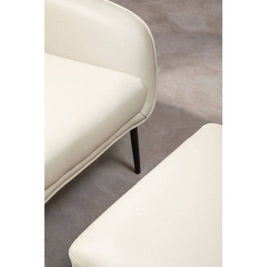 Orsina Kaiko Stone Faux Leather Wingback Armchair and Footstool Set