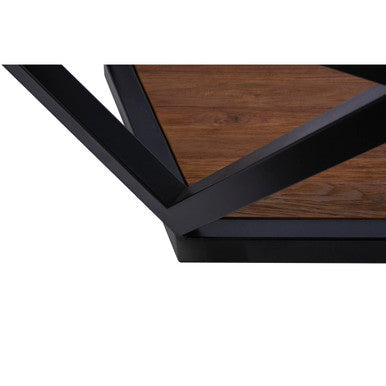 Orsina Hexagon Coffee Table – Black Metal Frame with Teak Base