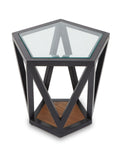 Orsina Cibo Hexagon Side Table – Geometric Metal and Tempered Glass