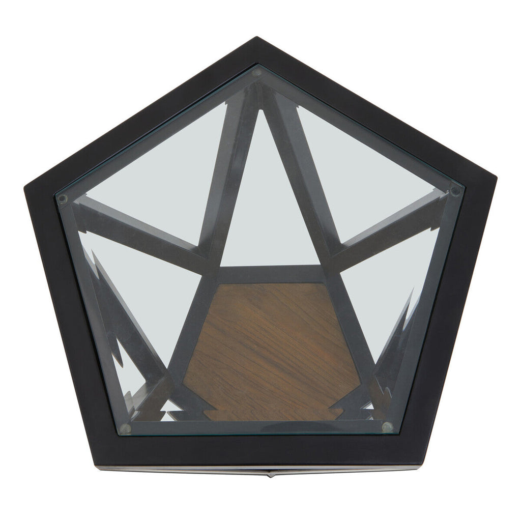 Orsina Cibo Hexagon Side Table – Geometric Metal and Tempered Glass