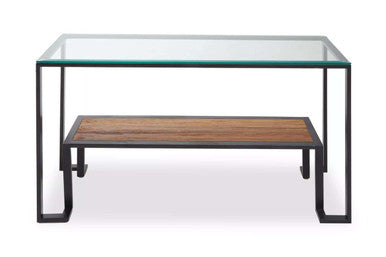 Orsina Cibo 2-Tier Console Table – Glass Top and Wood Lower Shelf