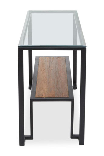 Orsina Cibo 2-Tier Console Table – Glass Top and Wood Lower Shelf