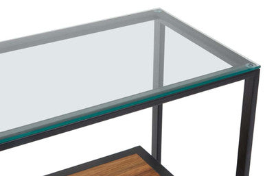 Orsina Cibo 2-Tier Console Table – Glass Top and Wood Lower Shelf