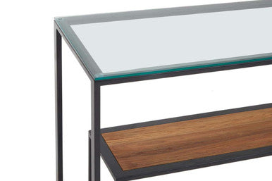 Orsina Cibo 2-Tier Console Table – Glass Top and Wood Lower Shelf