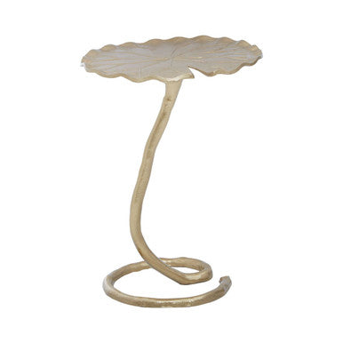 Orsina Gold Scalloped Side Table – Handcrafted Aluminium Pedestal