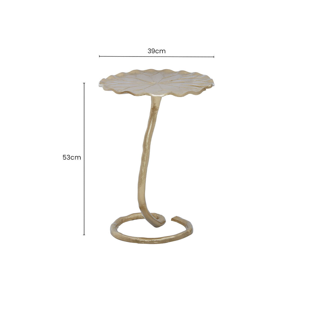 Orsina Gold Scalloped Side Table – Handcrafted Aluminium Pedestal