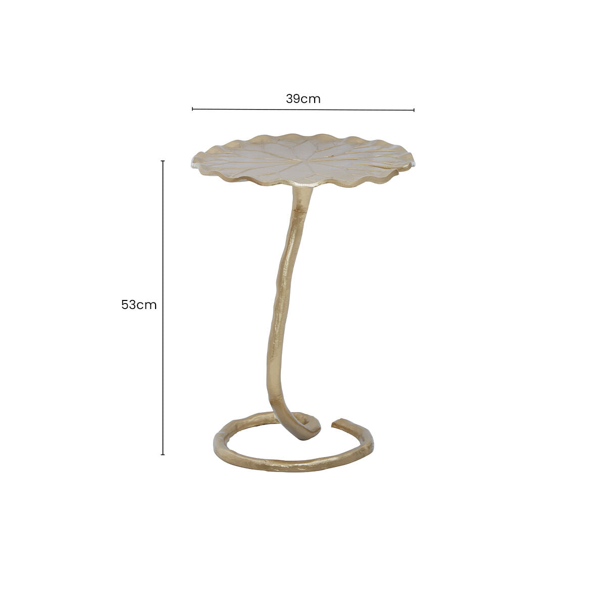 Orsina Gold Scalloped Side Table – Handcrafted Aluminium Pedestal