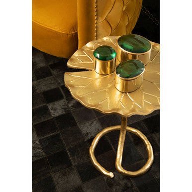 Orsina Gold Scalloped Side Table – Handcrafted Aluminium Pedestal