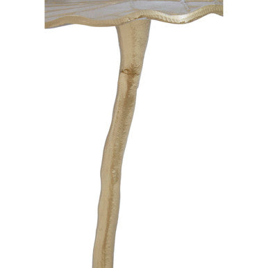Orsina Gold Scalloped Side Table – Handcrafted Aluminium Pedestal