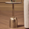 Orsina Geometric Mosaic Side Table | Gold Cylindrical Pedestal Base