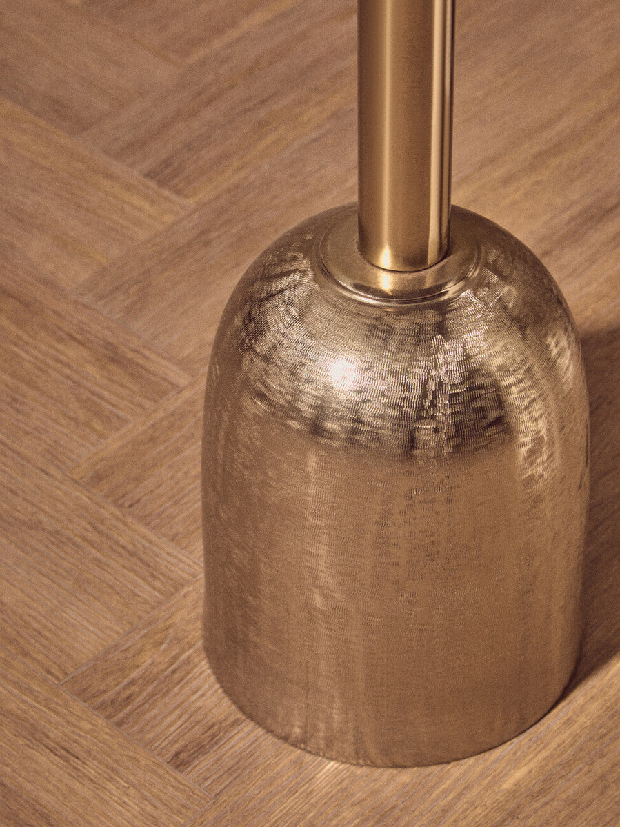 Orsina Geometric Mosaic Side Table | Gold Cylindrical Pedestal Base