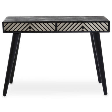 Orsina Boho Black and White Two Drawer Console Table – Slim Entryway