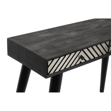 Orsina Boho Black and White Two Drawer Console Table – Slim Entryway