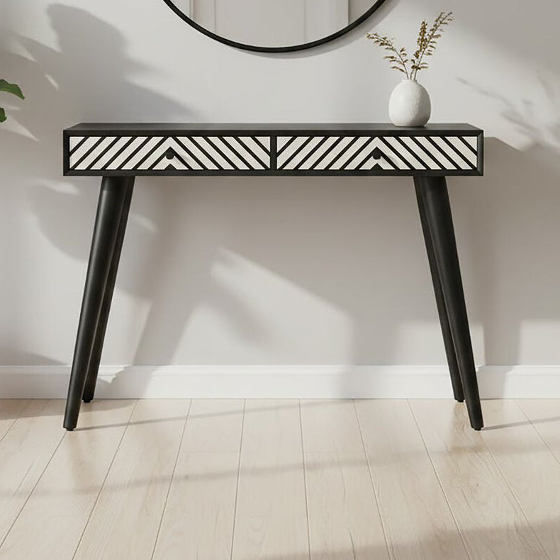 Orsina Boho Black and White Two Drawer Console Table – Slim Entryway