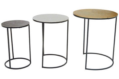 Orsina Elias Nesting Tables – Set of 3 Hammered Metal Side Tables