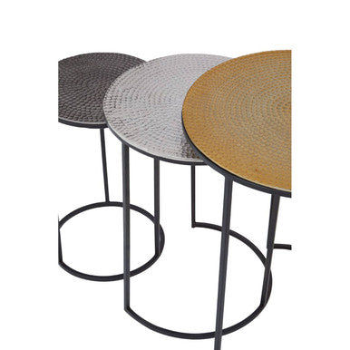 Orsina Elias Nesting Tables – Set of 3 Hammered Metal Side Tables