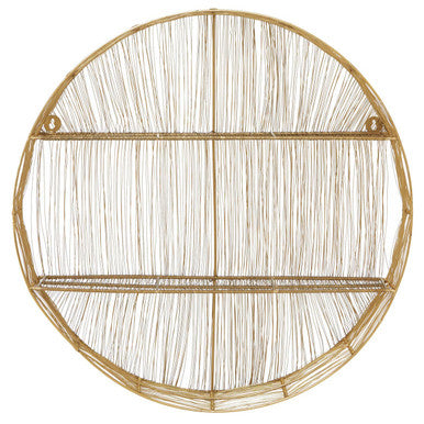 Orsina Enzo Gold Wire Round Wall Shelf – 2-Tier Modern Display Storage