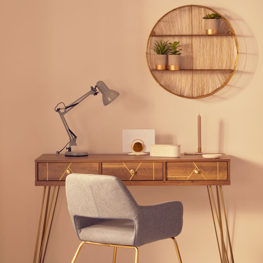Orsina Enzo Gold Wire Round Wall Shelf – 2-Tier Modern Display Storage