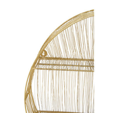 Orsina Enzo Gold Wire Round Wall Shelf – 2-Tier Modern Display Storage