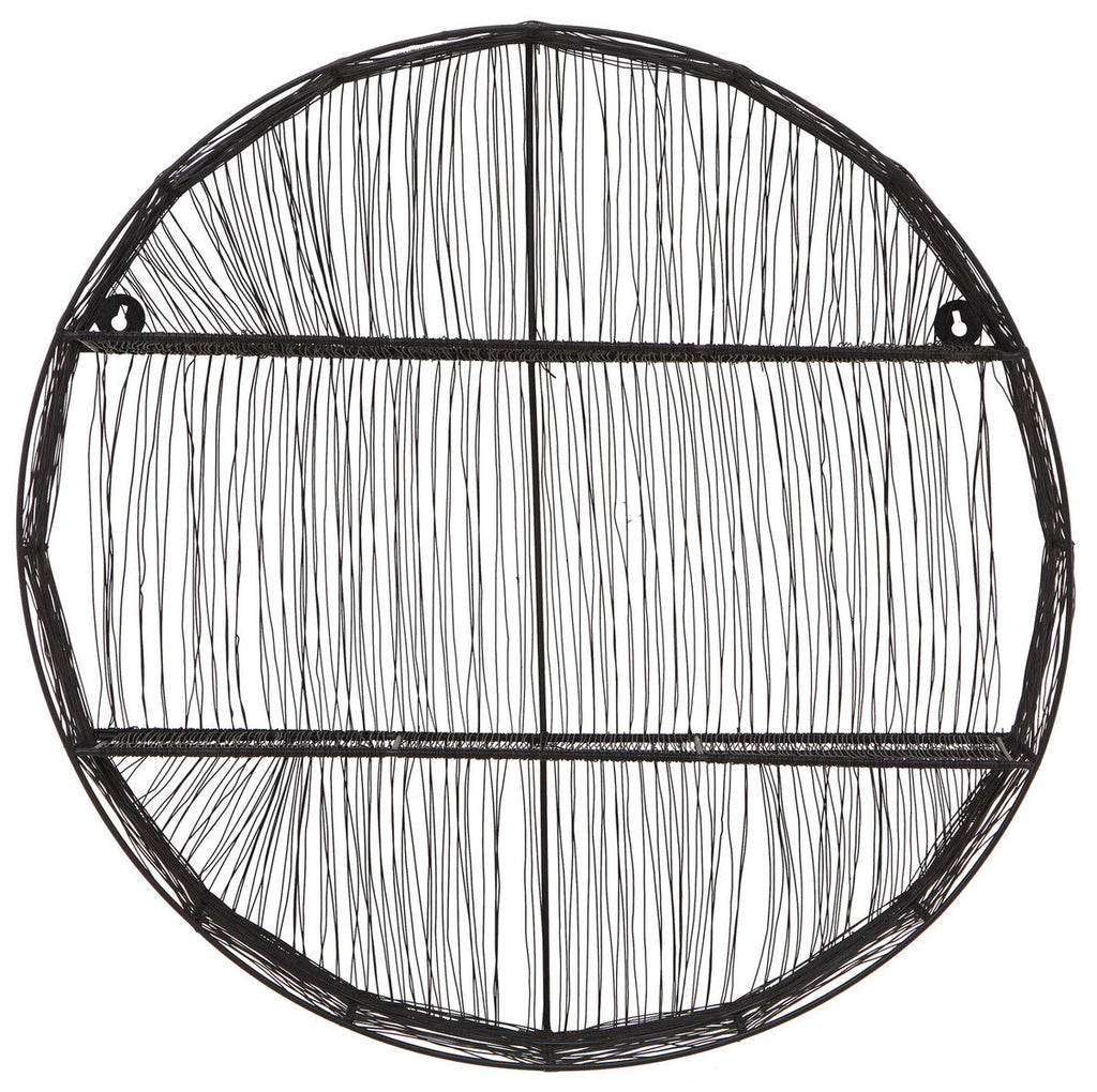 Orsina Enzo Round Wall Shelf – Black Metal Wire Industrial Storage