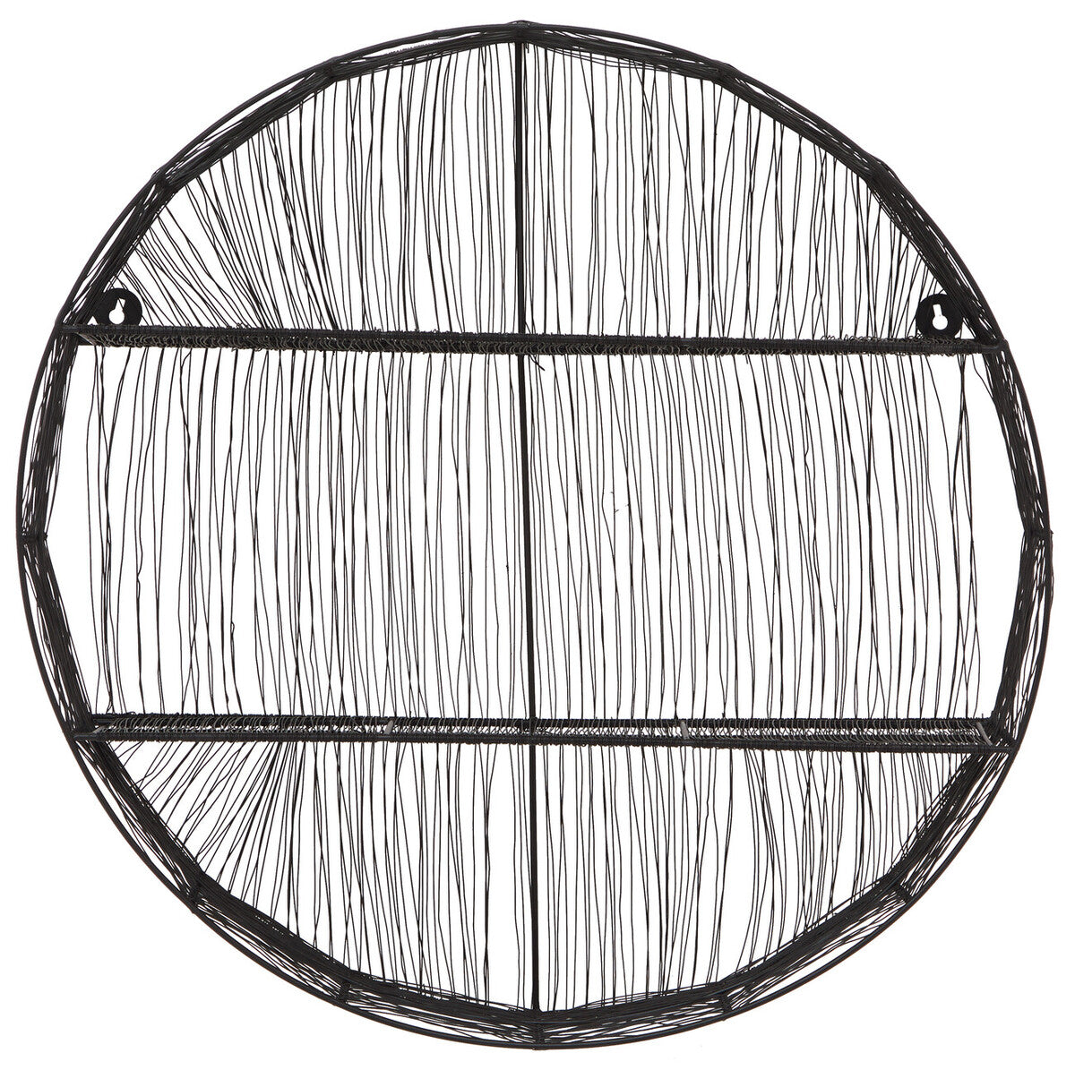 Orsina Enzo Round Wall Shelf – Black Metal Wire Industrial Storage