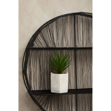 Orsina Enzo Round Wall Shelf – Black Metal Wire Industrial Storage