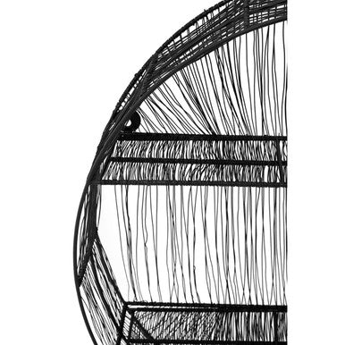 Orsina Enzo Round Wall Shelf – Black Metal Wire Industrial Storage