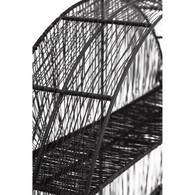 Orsina Enzo Round Wall Shelf – Black Metal Wire Industrial Storage