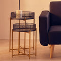 Orsina Enzo Nesting Tables – Set of 2 Black Wire and Gold Metal