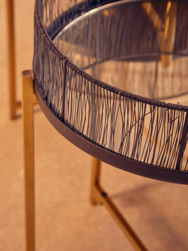 Orsina Enzo Nesting Tables – Set of 2 Black Wire and Gold Metal