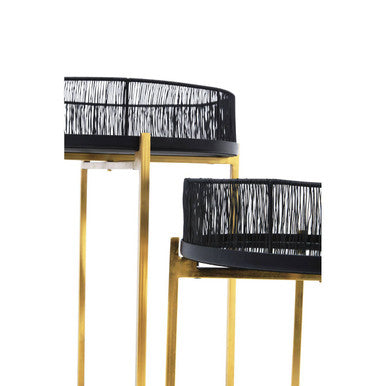 Orsina Enzo Nesting Tables – Set of 2 Black Wire and Gold Metal